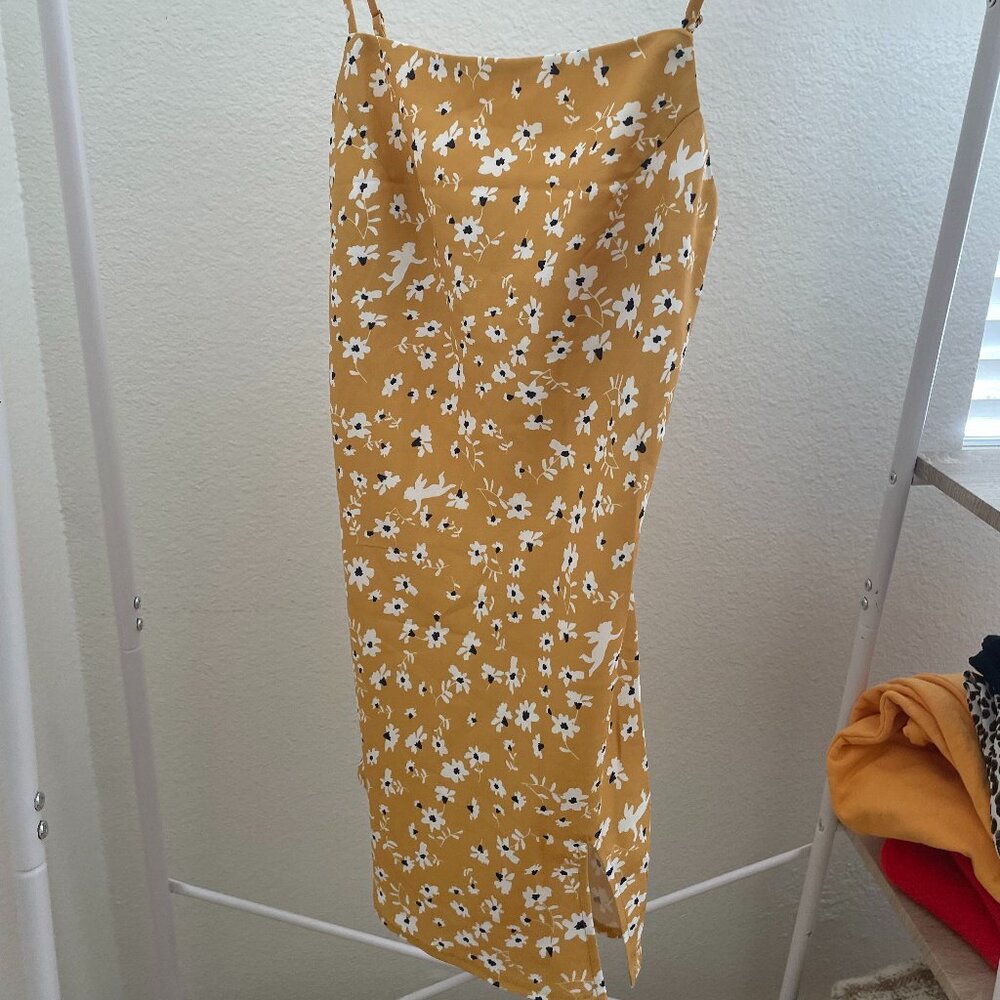 PRINCESS POLLY YELLOW SUMMER SLIT MINI DRES
